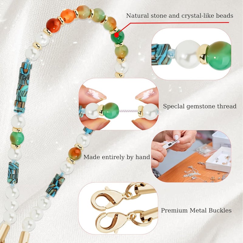 Lostars Store Marble Beaded Phone Wrist Strap,Detachable Phone Bracelet Strap with Tether Tab,Hands-Free Wristlet Strap (Light Green Peacock Agate) - Image 3
